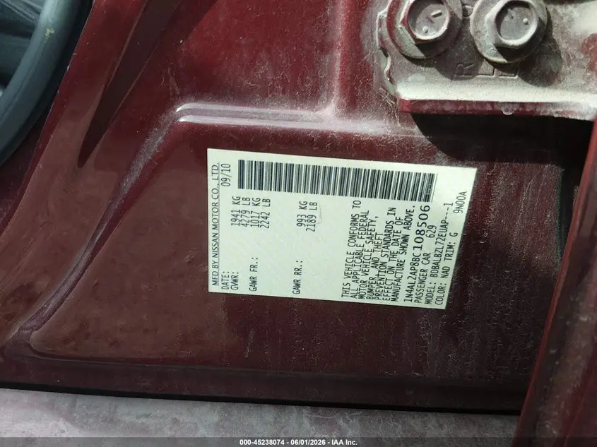 2011 NISSAN ALTIMA 2.5 S