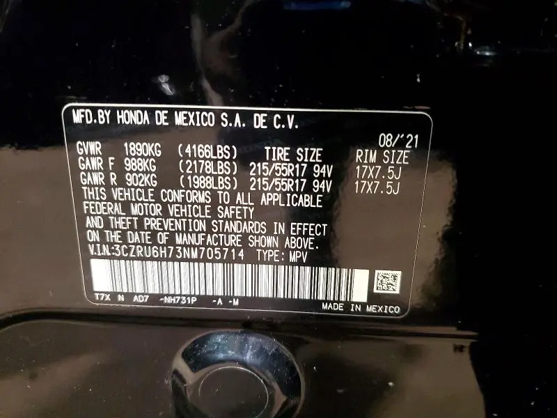 2022 HONDA HR-V EXL  