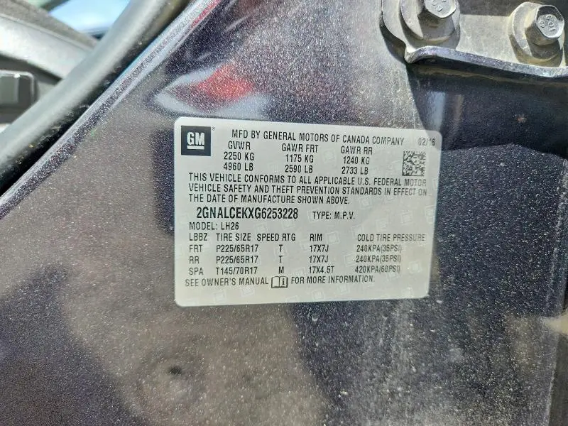 2016 CHEVROLET EQUINOX LT  