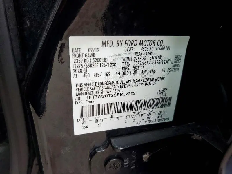 2012 FORD F250 SUPER DUTY  