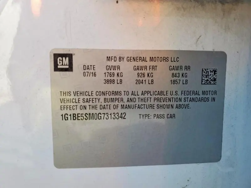 2016 CHEVROLET CRUZE LT  