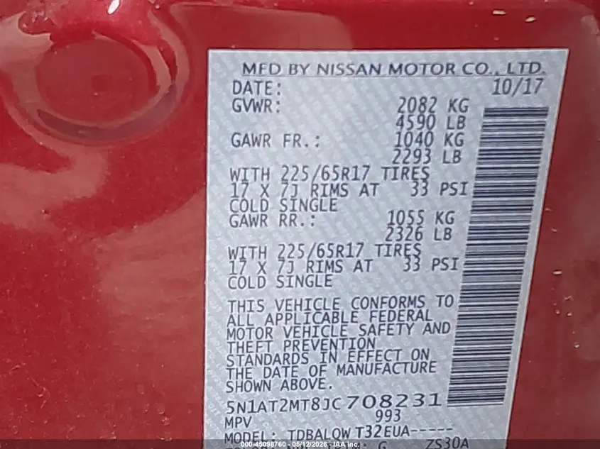 2018 NISSAN ROGUE SV