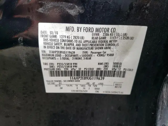 2018 FORD TAURUS SEL  