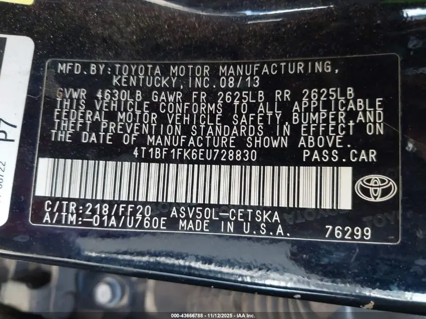 2014 TOYOTA CAMRY SE