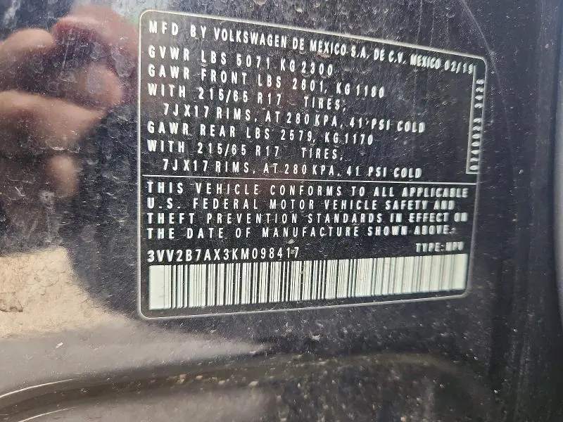 2019 VOLKSWAGEN TIGUAN SE  