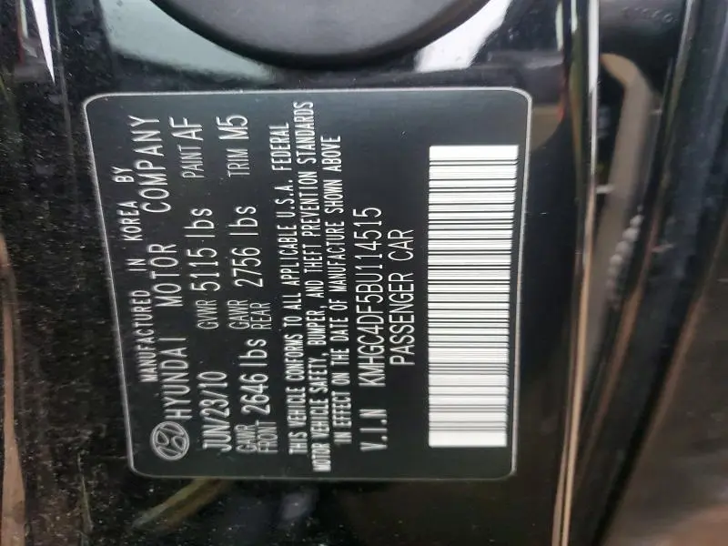 2011 HYUNDAI GENESIS 4.6L V8  