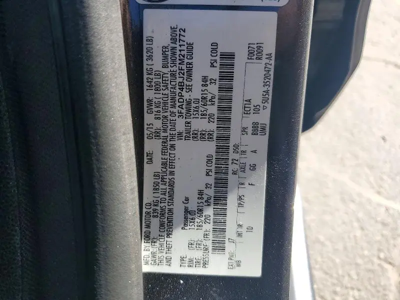 2015 FORD FIESTA SE  