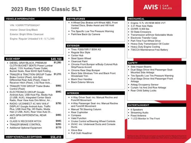 2023 RAM 1500 CLASSIC SLT  