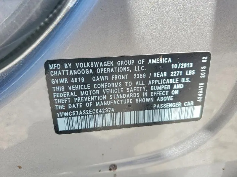 2014 VOLKSWAGEN PASSAT SEL  