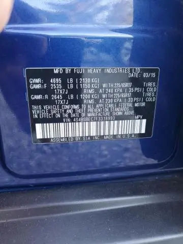 2015 SUBARU OUTBACK 2.5I PREMIUM  