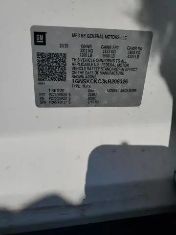 2019 CHEVROLET TAHOE K1500 PREMIER  