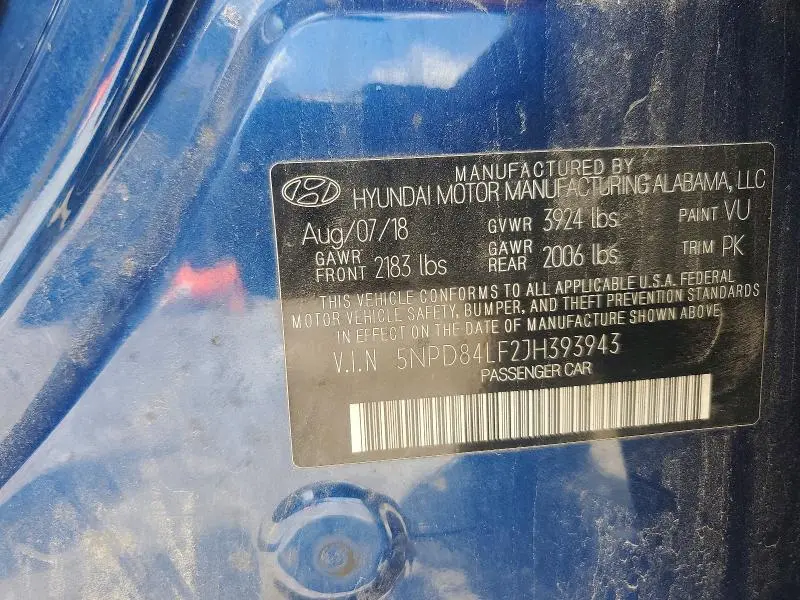 2018 HYUNDAI ELANTRA SEL  