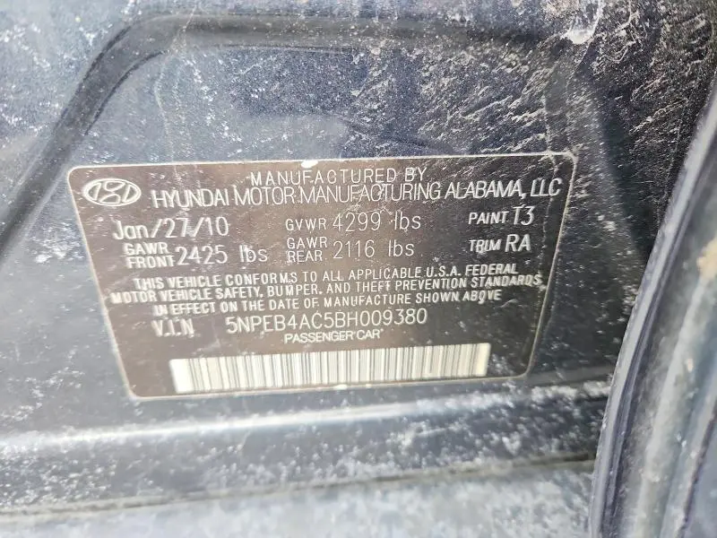 2011 HYUNDAI SONATA GLS  