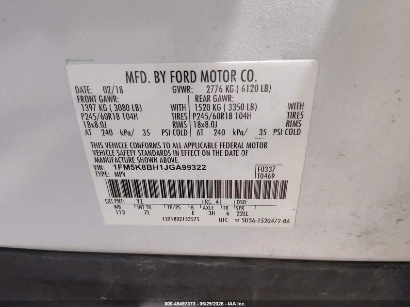 2018 FORD EXPLORER  