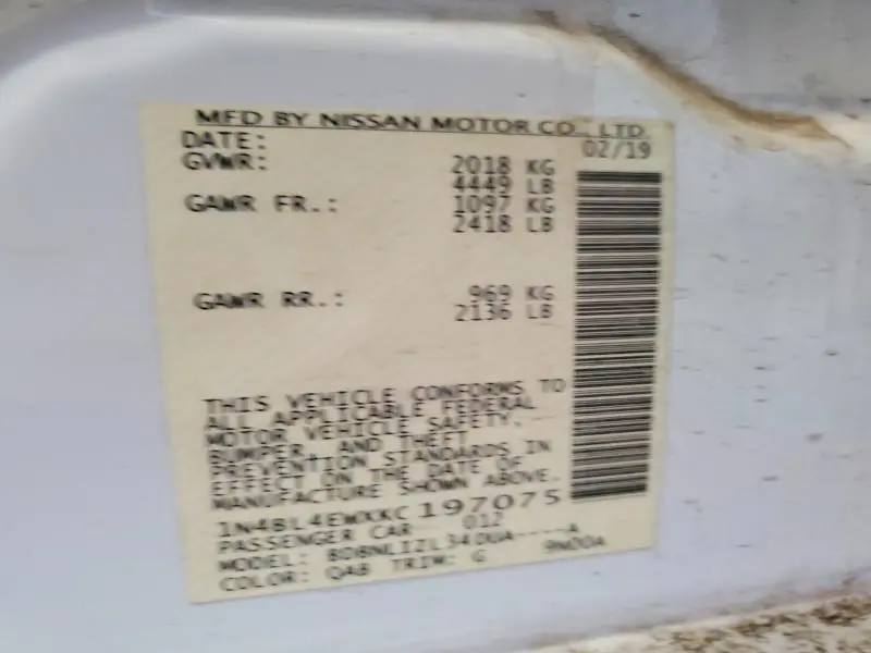 2019 NISSAN ALTIMA SL  