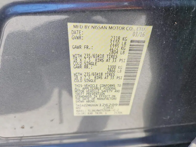 2016 NISSAN MURANO   