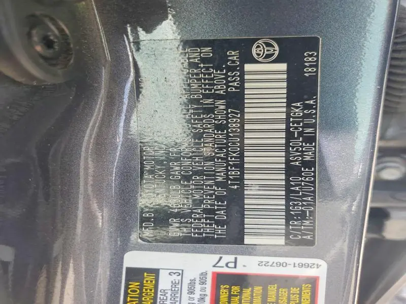2012 TOYOTA CAMRY XLE  