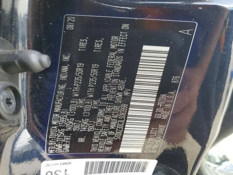 2020 TOYOTA SIENNA SE 8-PASSENGER  