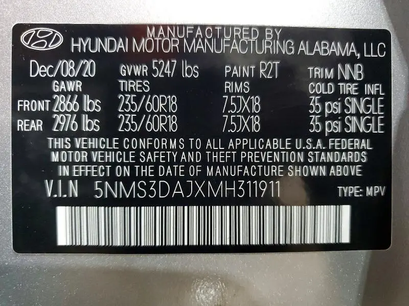 2021 HYUNDAI SANTA FE SEL  