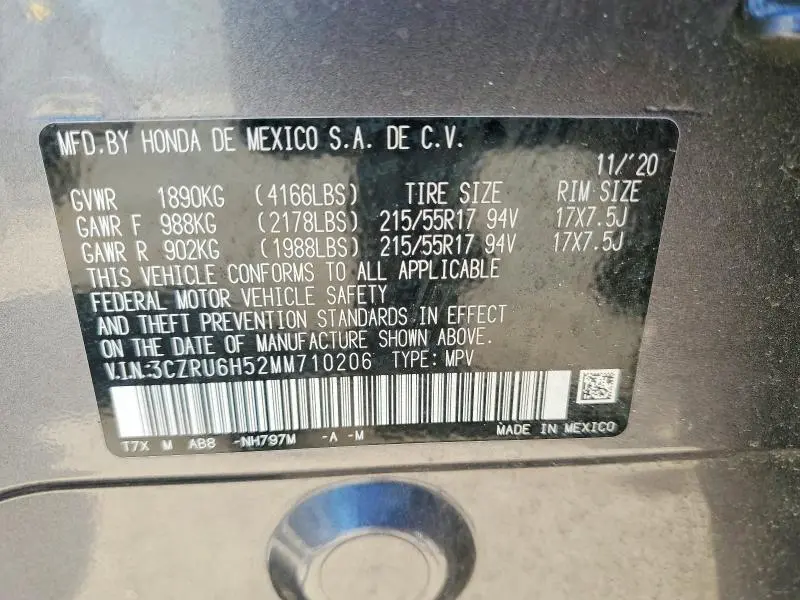 2021 HONDA HR-V EX  