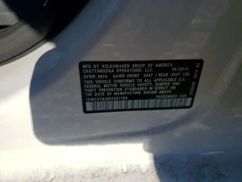 2015 VOLKSWAGEN PASSAT SEL  