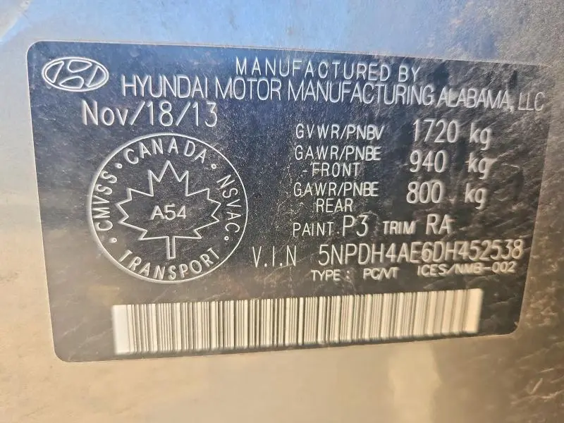 2013 HYUNDAI ELANTRA GLS  