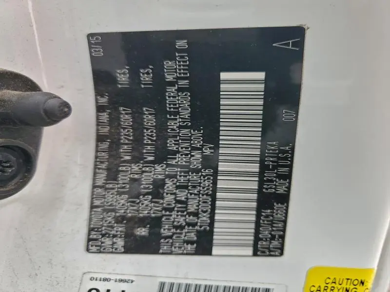 2015 TOYOTA SIENNA LE  