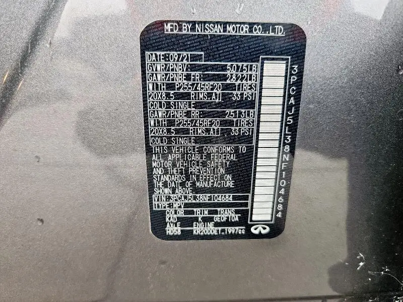 2022 INFINITI QX55 SENSORY  