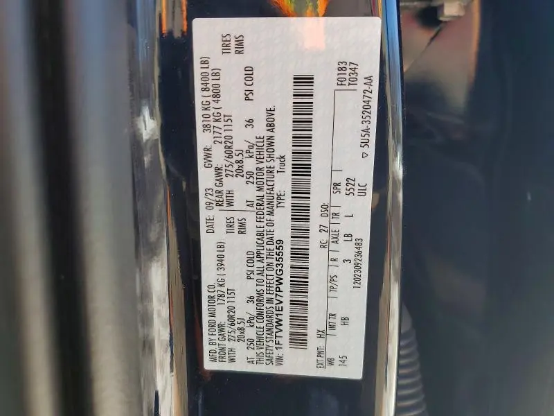 2023 FORD F150 LIGHTNING PRO  