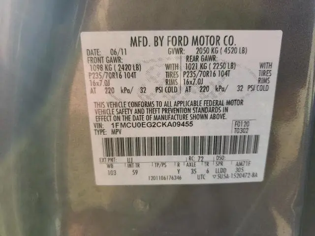 2012 FORD ESCAPE LIMITED  