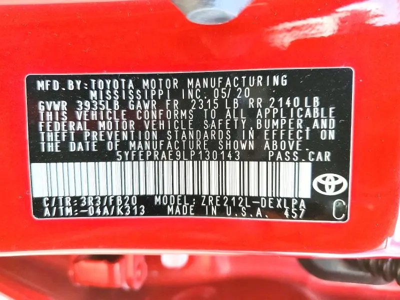 2020 TOYOTA COROLLA LE  