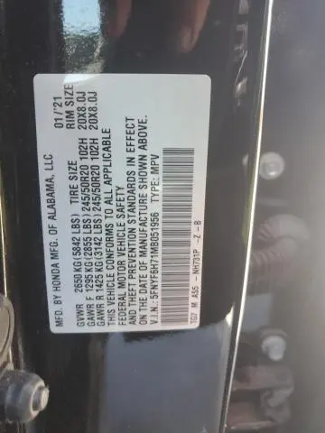 2021 HONDA PILOT BLACK  