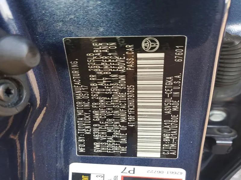 2017 TOYOTA CAMRY XLE  