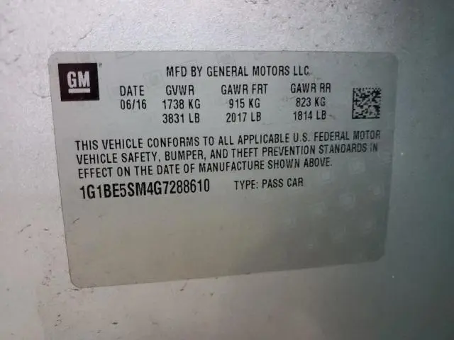 2016 CHEVROLET CRUZE LT  