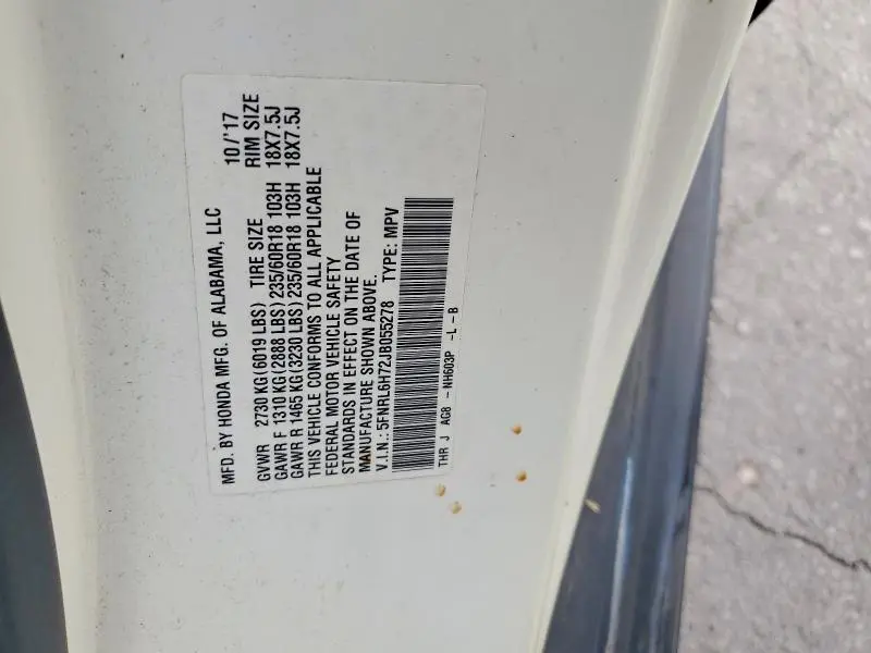 2018 HONDA ODYSSEY EXL  