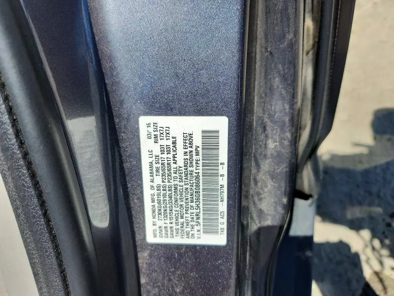 2016 HONDA ODYSSEY SE  