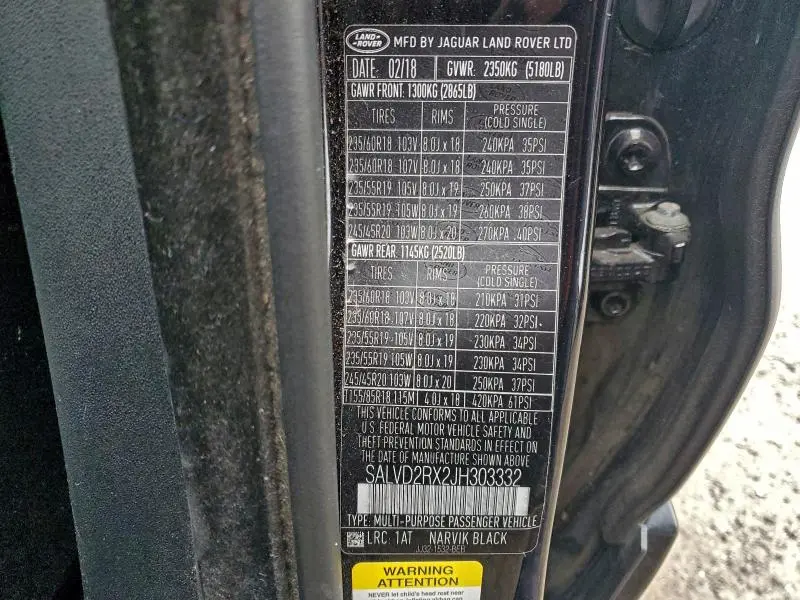 2018 LAND ROVER RANGE ROVER EVOQUE HSE DYNAMIC  