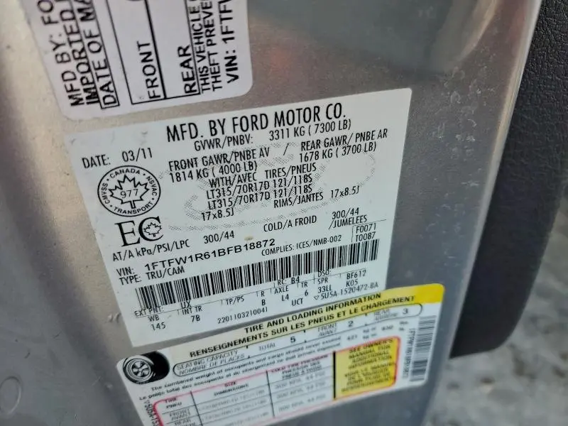 2011 FORD F150 SVT RAPTOR  