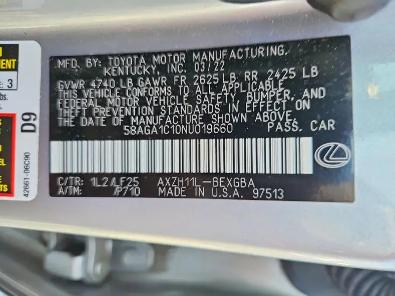 2022 LEXUS ES 300H F SPORT  