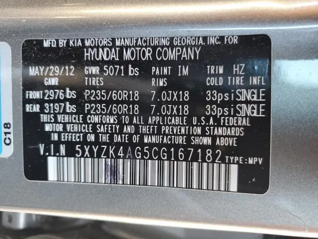 2012 HYUNDAI SANTA FE LIMITED  