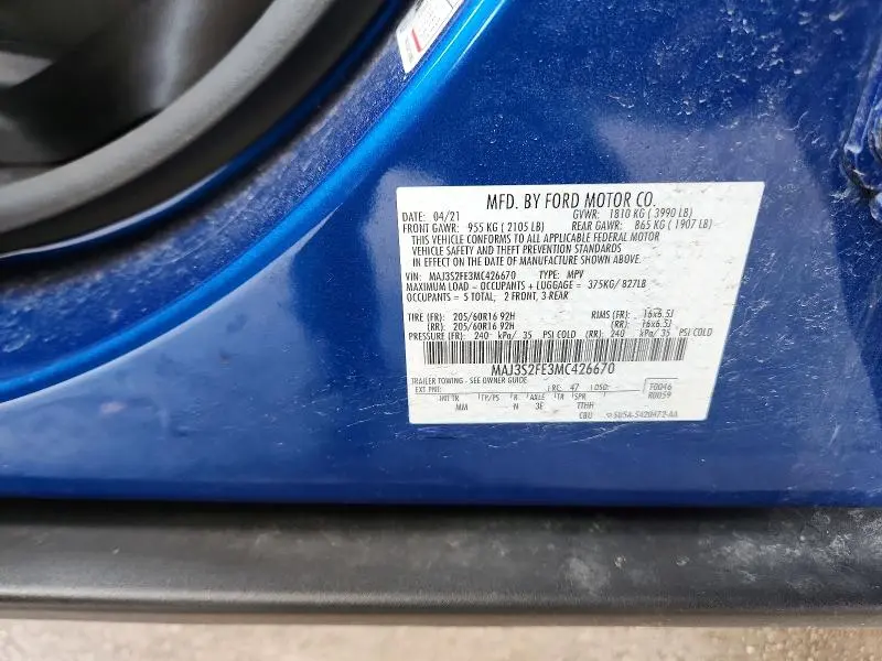 2021 FORD ECOSPORT S  