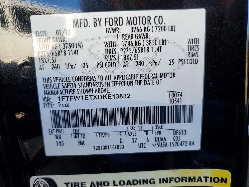 2013 FORD F150 SUPERCREW  
