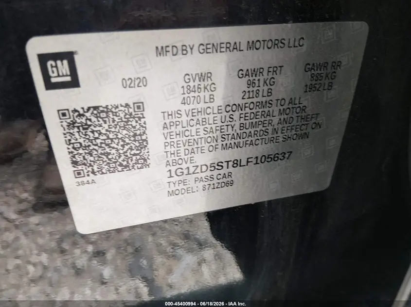 2020 CHEVROLET MALIBU FWD LT
