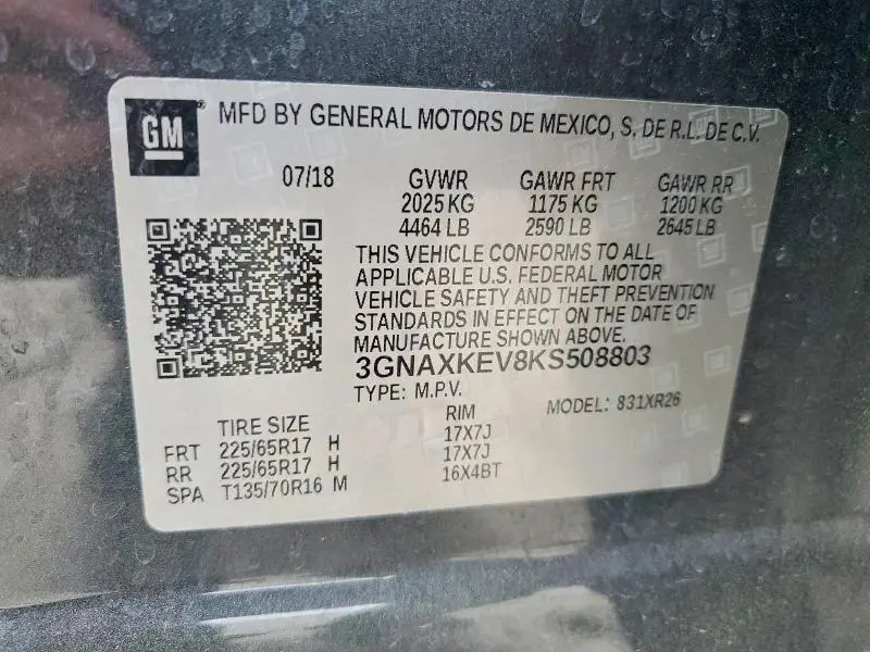 2019 CHEVROLET EQUINOX LT  