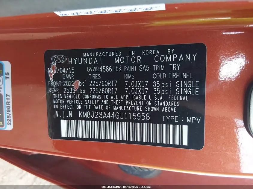 2016 HYUNDAI TUCSON SE