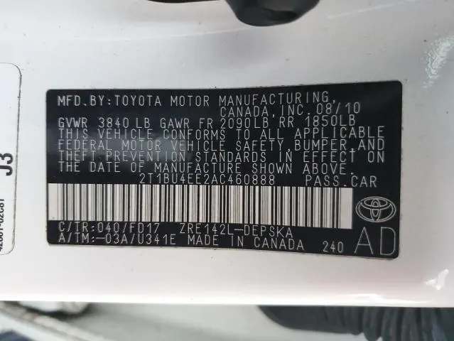 2010 TOYOTA COROLLA BASE  