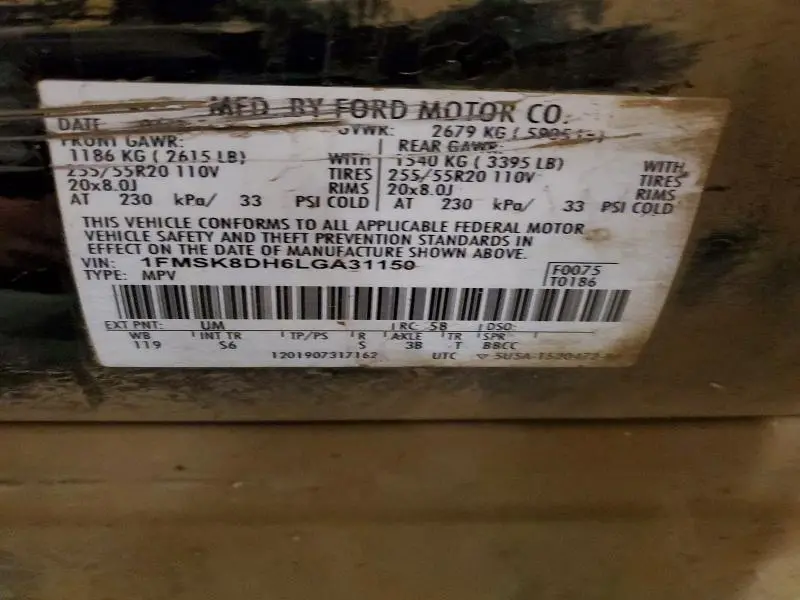2020 FORD EXPLORER XLT  