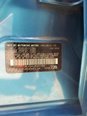2014 MITSUBISHI MIRAGE DE