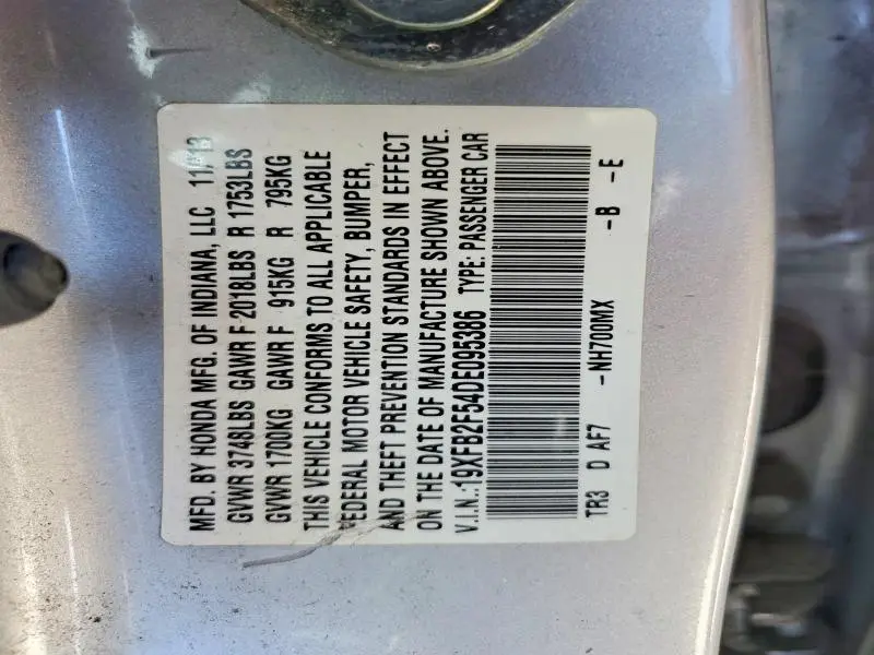 2013 HONDA CIVIC LX  