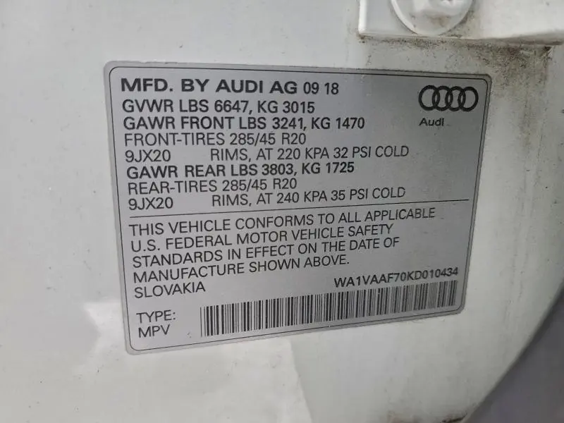 2019 AUDI Q7 PRESTIGE  